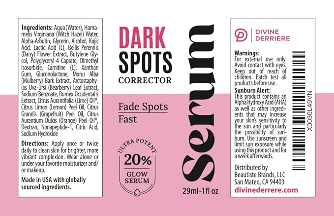 Dark Spot Corrector, Dark Spot Remover for Face - For Stubborn Dark Spots Serum, Dark Spot Remover with Kojic Acid, Alpha Arbutin, Mulberry Extract, Brightening Discoloration Correcting Serum