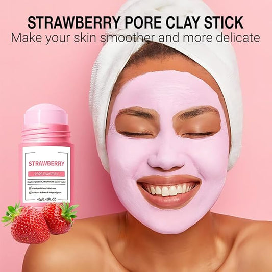 Clay Mask For Face Skincare, Blackhead Remover Face Mask with Strawberry Extract, Deep Pore Cleansing, Moisturizing, Skincare Facial Mask for Refining Pores and Controlling Oil, 40g/1.35oz