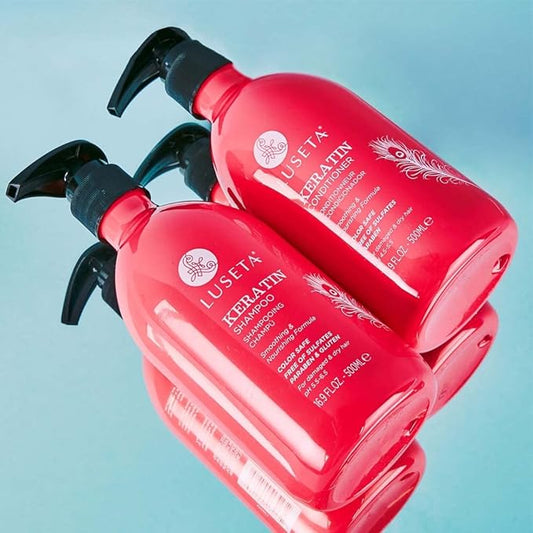 Luseta Keratin Shampoo and Conditioner Set Moisturizing Treatment for Dry Hair Smooth & Repair Damaged Hair for Women Sulfate Free 16.9 oz