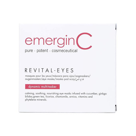 emerginC Revital-Eyes Mask - Soothing Gauze Eye Pads with Cucumber + Ginkgo to Help the Appearance of Puffy Eyes + Dark Under-Eye Circles - Refrigerate for Cooling Sensation (5 Sets of 2)