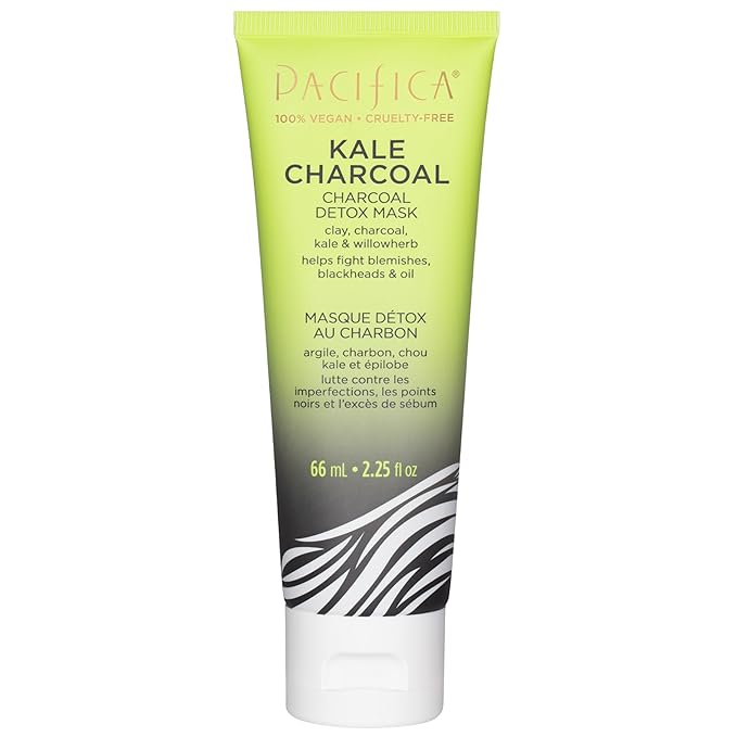 Pacifica Kale Charcoal Ultimate Detox Face Mask, Deep Pore Cleansing Clay Mask for Acne, Blackhead Removal, Blemish Control, Vegan, Purifying & Oil Control Vegan Facial Mask, 2.25 Fl Oz