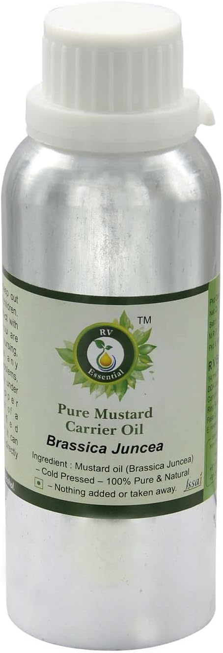 Mustard Oil | Brassica Juncea | Mustard Seed Oil | Unrefined | for Hair Growth | for Skin | for Massage | 100% Pure Natural | Cold Pressed | 630ml | 21oz by R V Essential