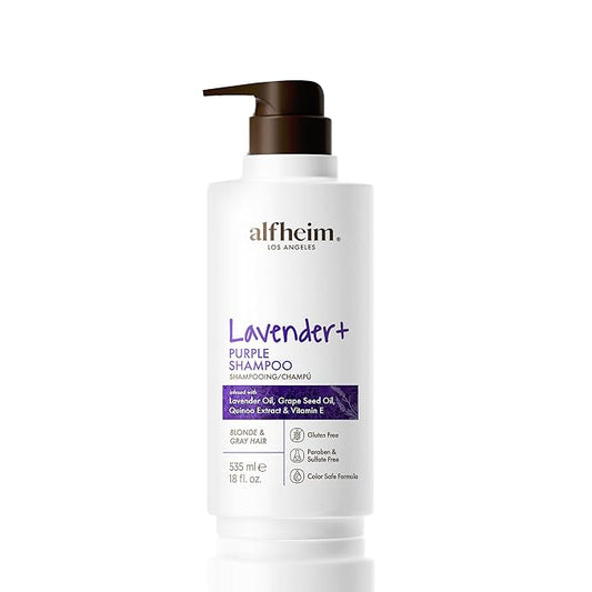 ALFHEIM Lavender+ Purple Shampoo | Moisturizing & Brass Control | Sulfate-Free, Color-Safe | For Blonde, Silver & Highlighted Hair | Infused with Lavender Oil & Vitamin E | 18 oz