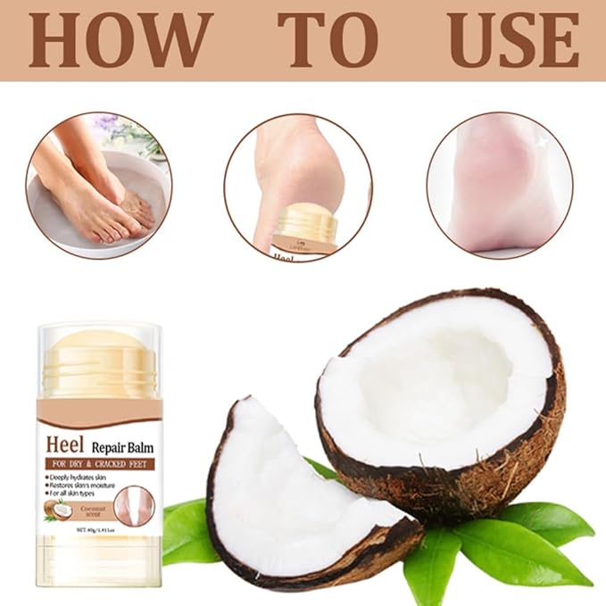 60% Urea Cream - 1.41 oz Coconut Foot Hand Cream Stick for Dry & Cracked Feet Elbows Knees Heels Hands, Hydrates & Nourish Foot Care for Softening and Moisturizing, Removing Calloused Skin