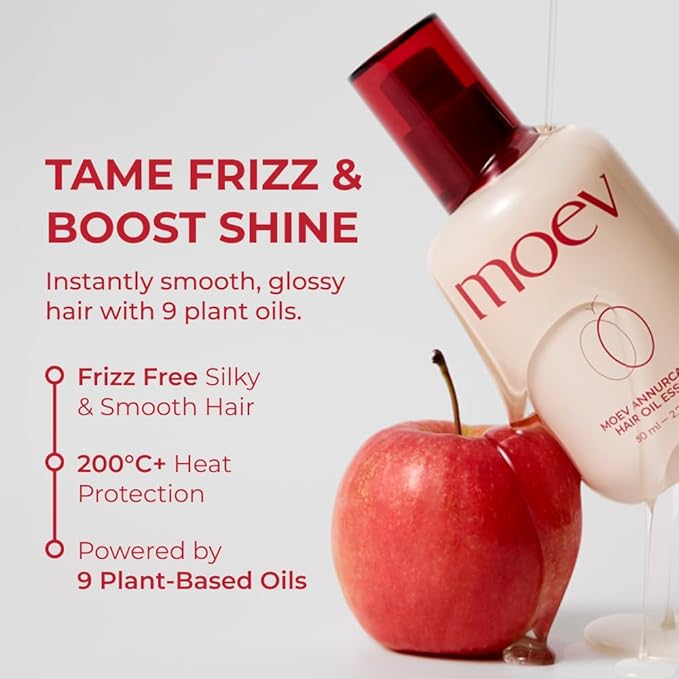 MOEV ANNURCATIN Hair Oil Essence, Heat Protect Hair Serum, Korean Nourishing Perfumed Oil for Dry, Frizzy, Damaged Hair, Anti-Frizz with Apple Seed Oil, Lightweight for Shine and Softness 2.7 fl.oz.