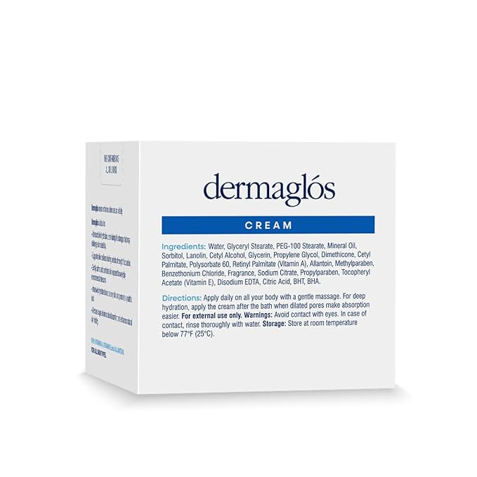 Dermaglos Moisturizing Cream | Vitamin A (Retinoids), Vitamin E & Allantoin | Rich Moisturizer for Wrinkles, Stretch Mark Prevention, Tattoo Aftercare, Scar cream, Hydration for Smooth Skin | 1,76 oz