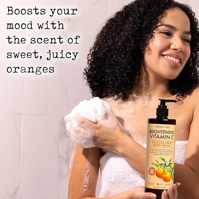 Brightening Vitamin C Body Wash for Women and Men - Brightens and Nourishes the Skin, Sulfate Free, 100% Cruelty Free, 480ml