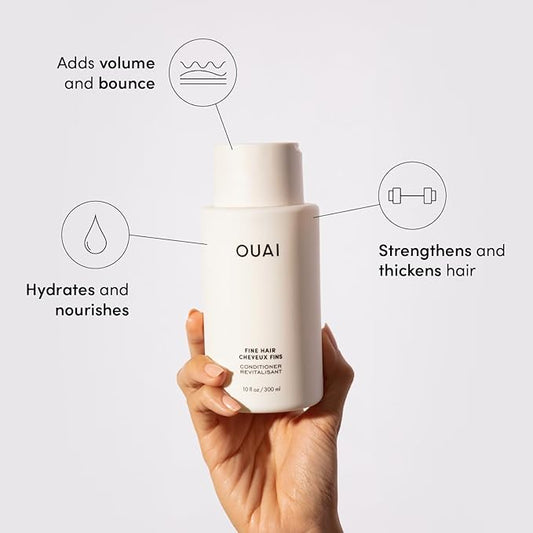 OUAI Fine Hair Conditioner - Volumizing Conditioner for Fine Hair Made with Keratin, Biotin and Chia Seed Oil - Adds Softness, Bounce and Volume - Free from Parabens, Sulfates, and Phthalates (10 Oz)