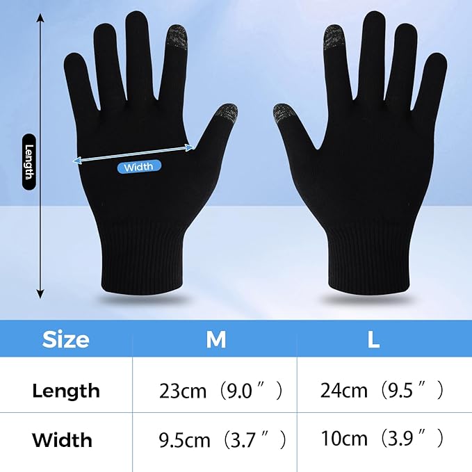Donfri 10 Pairs Cotton Moisturizing Gloves Men Touchscreen Fingers for Eczema Dry Hands Hand Care Overnight Moisturizing (Large-Black)