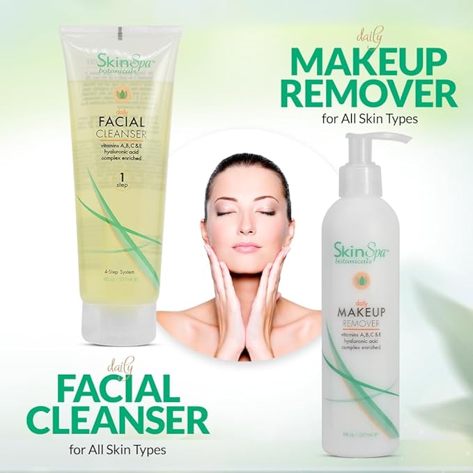 Skin Care Facial Cleanser Set, Daily Routine Kit, System, Infused with Aloe Vera, 8 Oz - Face Wash Scrub, Cleanser, Toner, Makeup Remover, Clay Mask and Moisturizer