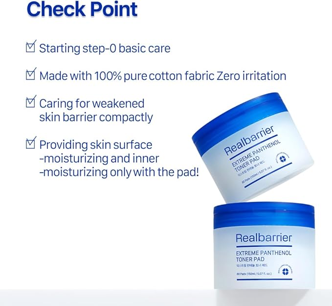 Real Barrier | Extreme Panthenol Facial Toner Pad | Korean Skincare Toner Pad | Exfoliating for Dead Skin | Ceramide Skin Barrier Repair | Soothing Cotton Pads for Sensitive Dry Skin | 80 Pads