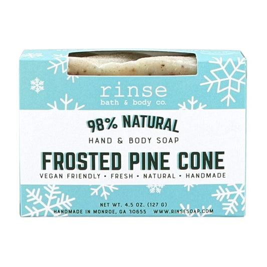 Rinse Bath & Body Frosted Pine Cone Soap - Handmade Pine Cone Scented Castile Soap | Naturally Moisturizing Bar Soap | Shea & Cocoa Butter | Essential Oils | Natural Soap |Vegan | Gluten Free |4.25oz