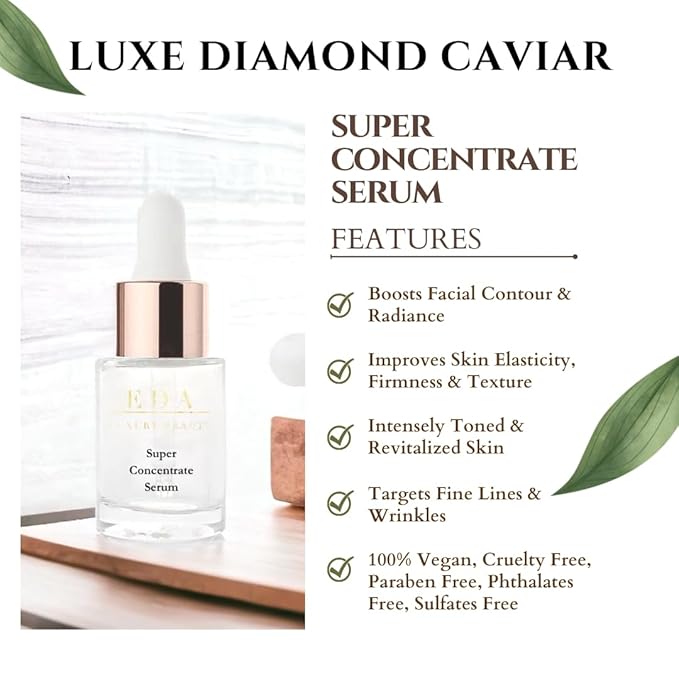 Luxe Diamond Caviar Super Concentrate Serum - Anti-Aging, Repairing & Firming, Daily Anti-Wrinkle Collagen & Hyaluronic Acid Face Serum - Vegan, Paraben-Free
