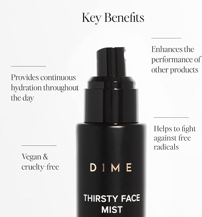 Dime Beauty Thirsty Face Mist with Electrolytes, Meadowfoam, and Sea Buckthorn, Hydrating Facial Spray, 2 oz / 60 ml