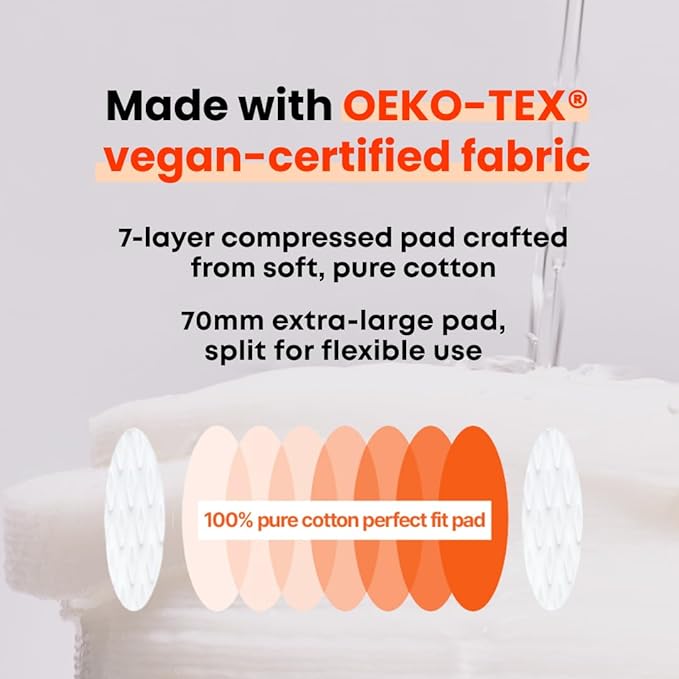 Carrot Calming Toner Pads – Korean Face Toner Pad with Centella Asiatica, Hydrating & Pore Minimizer, Soothing & Hydrating with Jeju Carrot Extract, 100% 7 Layer Cotton 40 Pads