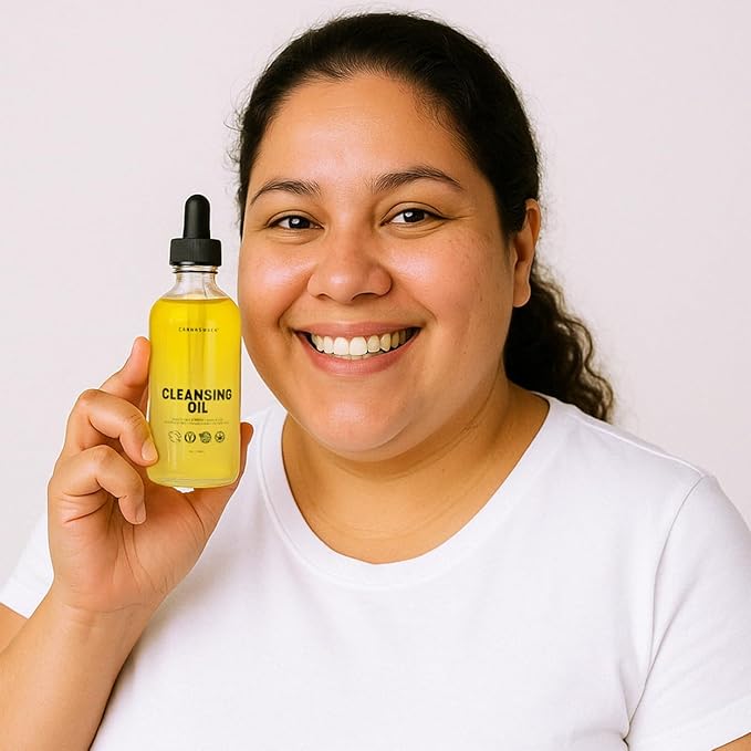 CannaSmack Cleansing Oil - Gentle Daily Face Cleanser & Makeup Remover with Hemp Seed, Argan, & Rosehip - Hydrating, Non-Drying Formula for All Skin Types, 4 oz