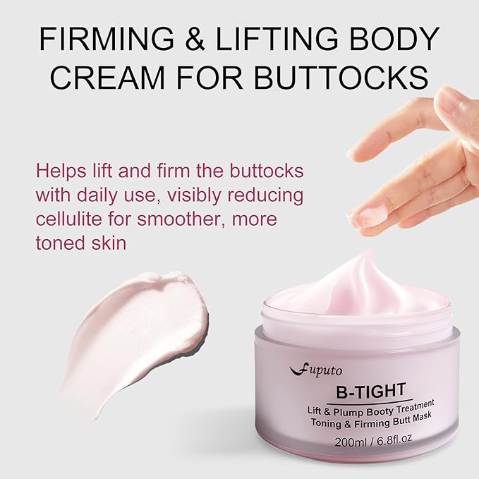 B-TIGHT Body Cream, 200ml Leave-On Booty Enhancing Mask, Moisturizing Cream, Leave-On Cellulite Mask - Tightens Sagging Skin, Enhances Elasticity for a Toned Appearance