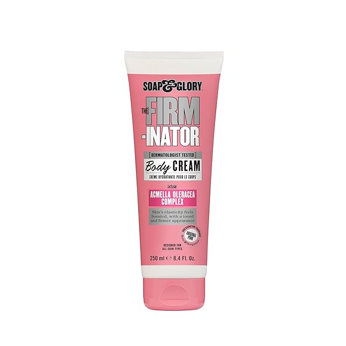 Soap & Glory The Firm-inator Body Cream - Skin Hydration Body Moisturizer with Acmella Oleracea Complex, Shea Butter Lotion & Sunflower Seed Oil - Rich Skin Firming and Tightening Lotion (8.4 Oz)