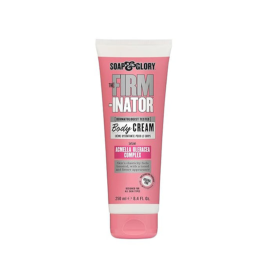 Soap & Glory The Firm-inator Body Cream - Skin Hydration Body Moisturizer with Acmella Oleracea Complex, Shea Butter Lotion & Sunflower Seed Oil - Rich Skin Firming and Tightening Lotion (8.4 Oz)