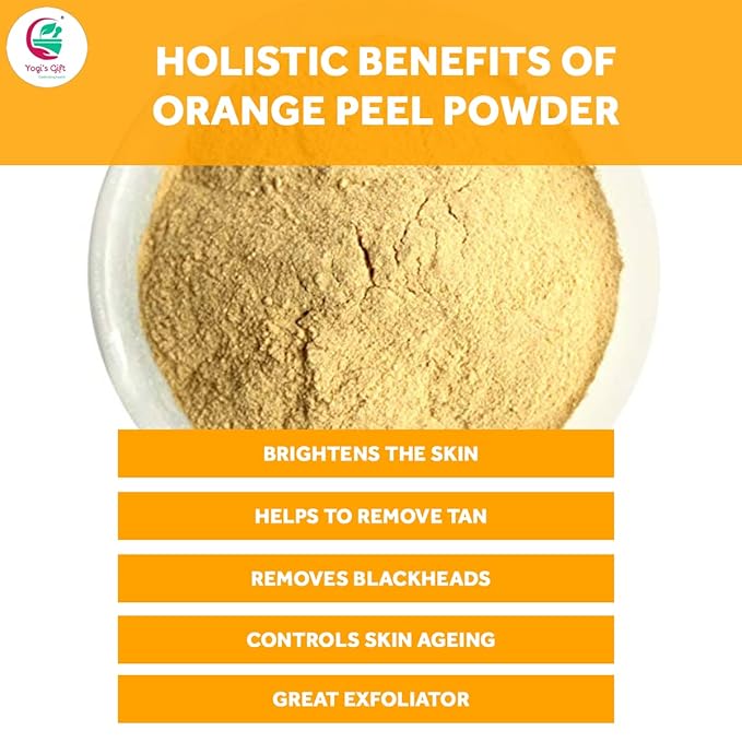 Yogi's Gift Orange Peel Powder 8 Ounce, 100% Natural Orange Peel for Face Mask, Skin Care, Rich in Vitamin C, Effective DIY Skincare Ingredient, Helps Get a Glowing Skin