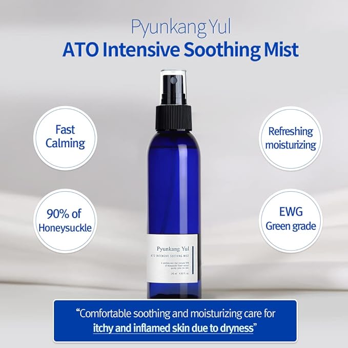 Pyunkang YUL PKY ATO Intensive Soothing Mist - Fast Calming, Refreshing, Moisturizing Facial & Body Low pH Mist Spray with Honeysuckle Flower, Sensitive Skin EWG Verified 4.9Fl.Oz