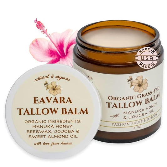 Beef Tallow for Face, Moisturizer with Manuka Honey & Pure Essential Oils, Organic Face & Body Balm, Natural Skincare with Jojoba, Sweet Almond, Tamanu & Baobab Oils, Made in USA, 4oz