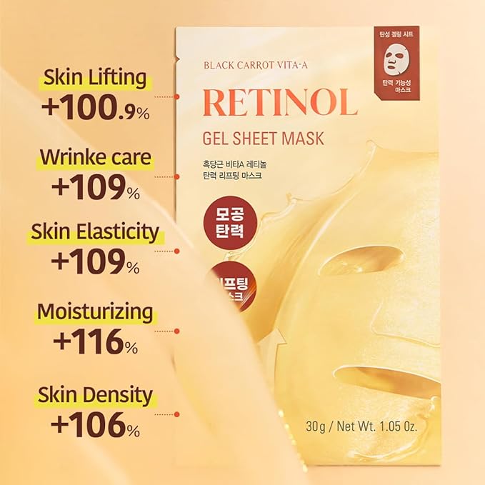 GOODAL Retinol + Black Carrot Gel Sheet Mask – Intensive Hydration & Pore-Lifting, Cooling, Skin-Firming Facial Mask [1EA]