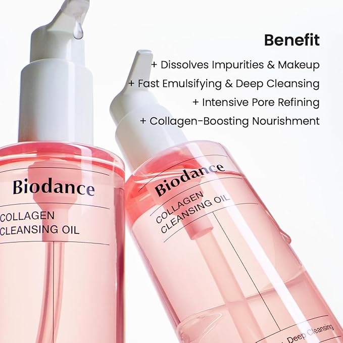 BIODANCE Collagen Cleansing Duo – 2-in-1 Pore Mask to Foam Cleanser & Gentle Cleansing Oil, Hydrating Facial Wash and Makeup Remover for Sensitive Skin, Oily Skin, Pink Duo