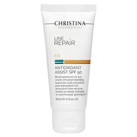 Christina Line Repair Fix Antioxidant Assist SPF 50 Sunscreen for Face - 60 ml - Broad Spectrum UVA/UVB Protection Daily Face Sunscreen with Hyaluronic Acid and Resveratrol