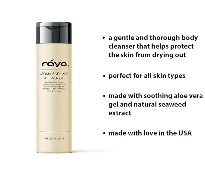 Raya Aroma Bath and Shower Gel 8 oz (108) | Gentle and Moisturizing Body Cleanser | Great for All Skin