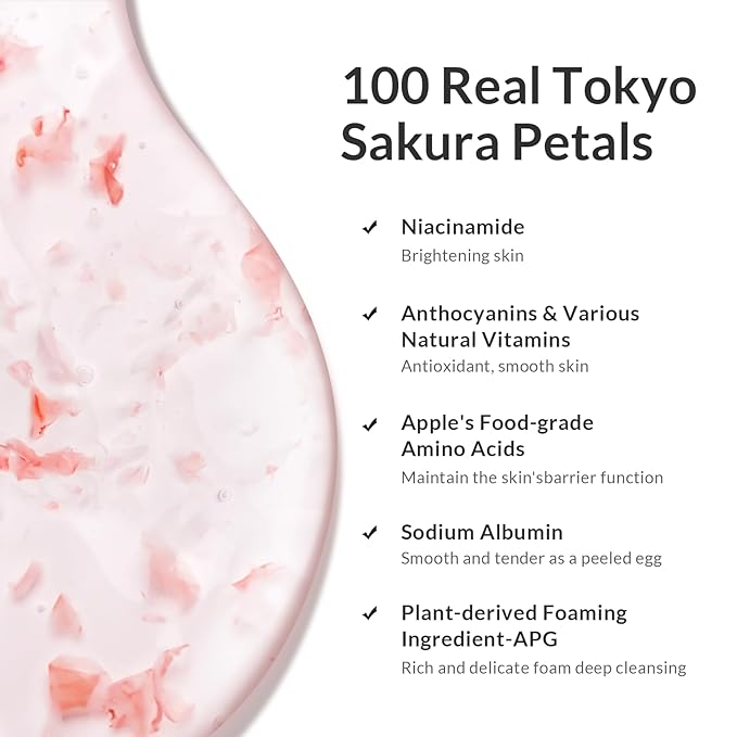 Kustie Cherry Blossom Travel Size Body Wash 100ml – Brightening & Hydrating Perfume Shower Gel with Niacinamide, Real Petals & 24H Floral Fragrance – TSA Approved for Travel, Trial & Gift Use