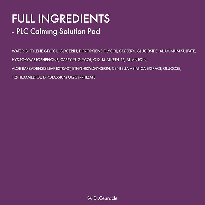 Dr.Ceuracle PLC Calming Solution Pad - Instant Calming and Soothing Toner Pad for Sensitive Skin, Korean Post Laser Skincare (130 Pads)