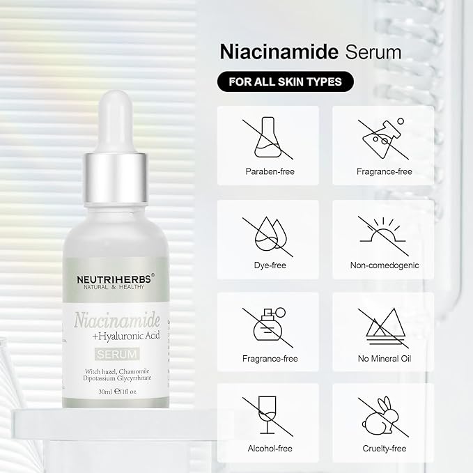 Neutriherbs 5% Niacinamide Serum for Face the Ordinary + HA,Effectively Work to Control Excess Facial Oil, Minimize the Pores and Prevent Breakouts, Best Niacinamide Serum For Oily Skin