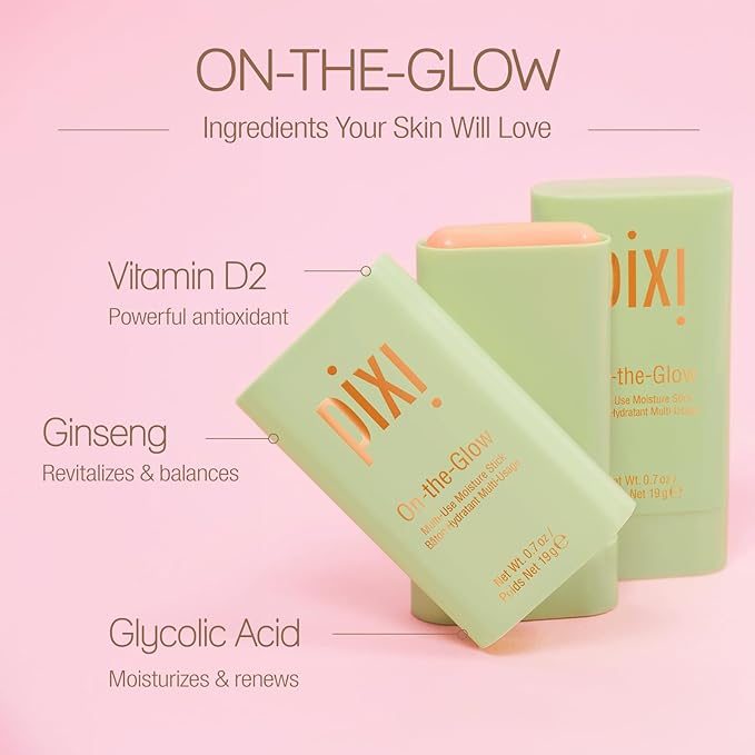 Pixi Beauty On-the-Glow | Colorless Solid Moisturizer Stick | Multi-Use Moisturizer | Travel-Friendly Hydration Anywhere You Go | 0.67 Oz