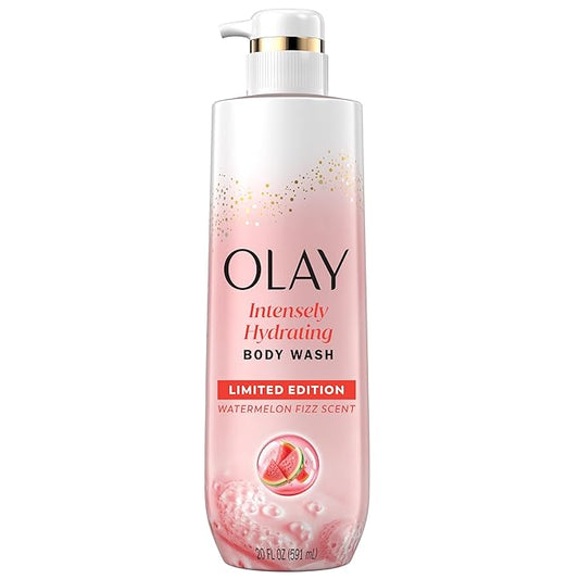 Olay Body Wash for Women, Intensely Hydrating, Pro-Hyaluronic Acid Serum Complex, Renews Moisture, Vitamin B3 Lameller Technology, For All Skin Types, Watermelon Summer Fizz Scent, 20 fl oz
