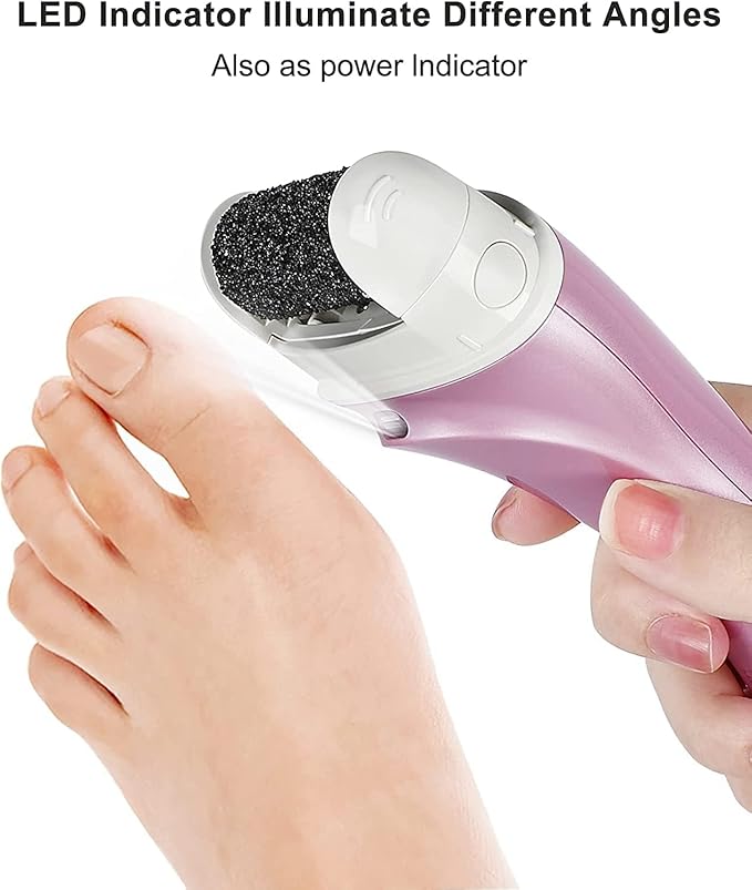 Electric Foot Callus Removers Rechargeable,Portable Electronic Foot File Pedicure Tools, Electric Callus Remover Kit,Professional Pedi Feet Care Perfect for Dead,Hard Cracked Dry Skin（Pink）