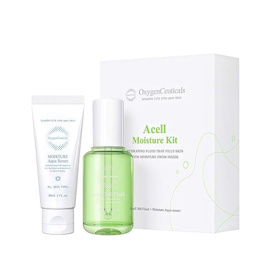 Hydration & Barrier Care Kit – Acell-300 Fluid 30ml + Moisture Aqua Serum 30ml, Lightweight Hydrating Ampoule & Serum Duo for Moisture Balance & Sensitive Skin