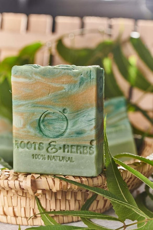 ROOTS AND HERBS Ayurvedic Bar Soap Natural Treatment 100% Vegan, No Paraben, No SLS, No Sulphate, Nourishing Avocado, Bergamot and White Lily Cold Process Gourmet Cleansing Body Soap
