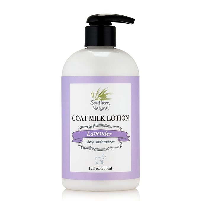 Southern Natural Goat Milk Lotion – Nourishing Face, Body & Hand Moisturizer for Dry & Sensitive Skin - Hydrating Cream, Gentle Skincare for Soft & Smooth Feel - Lavender 12oz