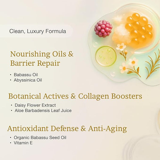 HydroFlora Barrier Repair Face Oil Gel– Lightweight, Non-Greasy Facial Oil for Women with Vitamin E, Bakuchiol & CoQ10 for Deep Hydration & Skin Barrier Support