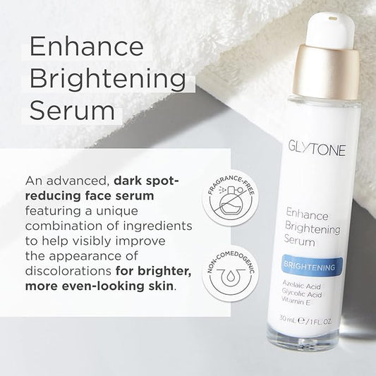 Glytone Enhance Brightening Serum–with Hyaluronic Acid, 1.7 FAV Glycolic Acid 8% Azelaic Acid & Vitamin E–Dark Spot Remover for Face– Pigmentation Treatment– Non-Comedogenic, Hydrating Serum 1 fl.oz.