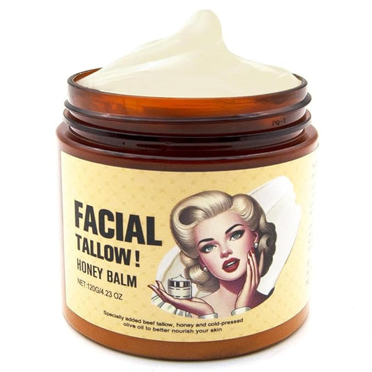 Beef Tallow for Skin,Tallow and Honey Balm,Tallow Face Moisturizer Beef Tallow for Face,Grass Fed Grass Finished Organic Faces Cream,Moisturizer,Body Lotion,Skin Care,Body Cream(1PC)