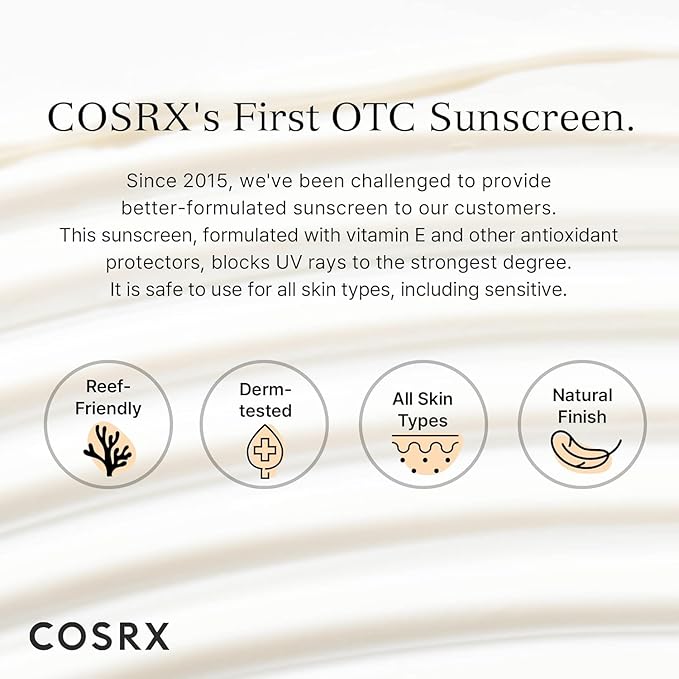 COSRX Vitamin E Vitalizing Face Sunscreen SPF 50, 1.69 fl oz, SPF Moisturizer, Lightweight under Makeup, Travel Essentials, Summer Essentials, Korean Skin Care, Korean Sunscreen for Face