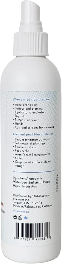 e11ement - Hypochlorous Acid Face and Skin Spray - HOCL- Safe for use on Acne Prone Skin - Eczema - Dry Scalp - Post Procedure -Toner - Eye Lash Cleanser - Face and Hand Cleanser (Large 8 oz.)