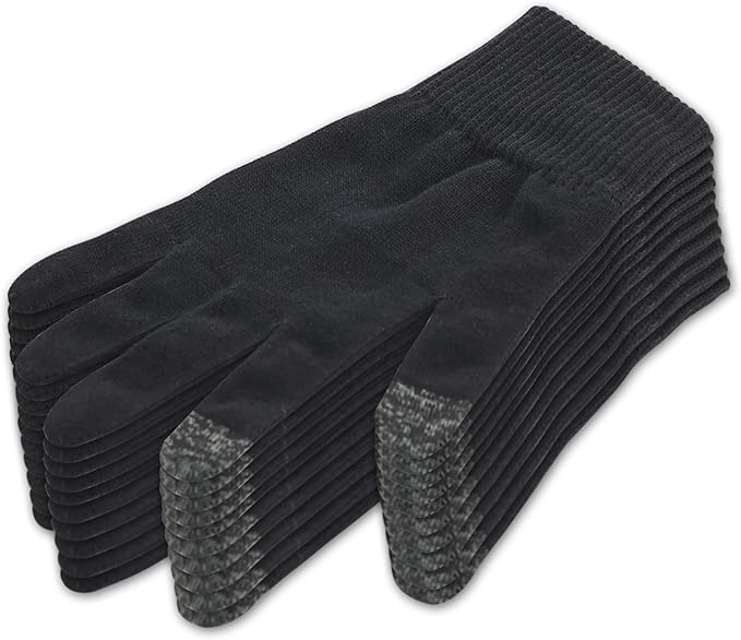 Donfri 10 Pairs Cotton Moisturizing Gloves Men Touchscreen Fingers for Eczema Dry Hands Hand Care Overnight Moisturizing (Large-Black)