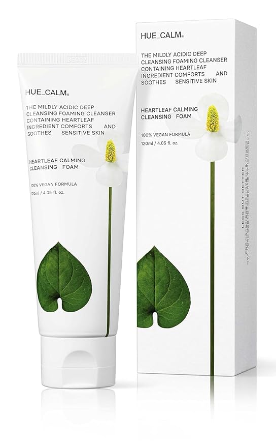 Heartleaf Calming Cleansing Foam - Korean Skincare Face Wash for Sensitive Skin, Makeup Remover & Hydrating Cleanser with Centella & Bamboo Extracts - Hypoallergenic & EWG Green Ingredients, 120ml