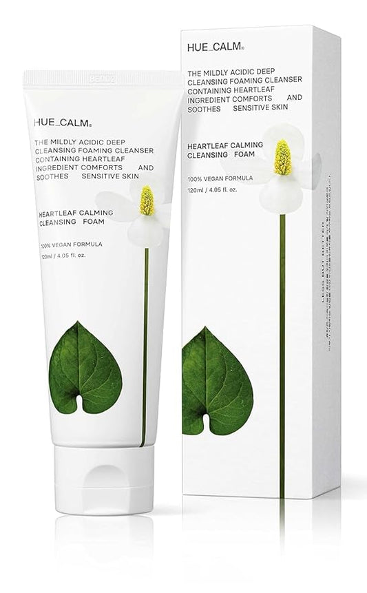 Heartleaf Calming Cleansing Foam - Korean Skincare Face Wash for Sensitive Skin, Makeup Remover & Hydrating Cleanser with Centella & Bamboo Extracts - Hypoallergenic & EWG Green Ingredients, 120ml