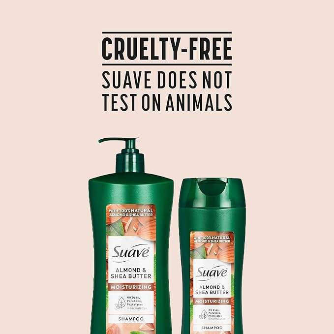 Suave Almond Shea Butter Moisturizing Shampoo 2-Size Bundle, Clarifies & Replenishes Dry, Damaged Hair