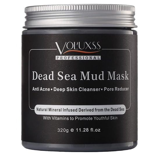 Dead Sea Mud Mask for Face and Body,Deep Cleansing Face Mask for Acne,Pore Minimizer,Natural Skincare Charcoal Blackheads Remover,Skincare Spa Clay Facial Mask for Women & Men 11.28fl.oz