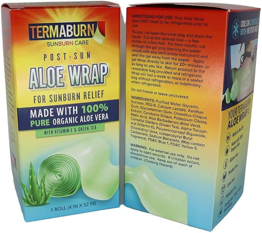 Aloe Wrap for Sunburn Relief – Hydro-Gel Aftersun Treatment with 100% pure aloe vera Gel | Second Skin aloevera gel for burns and peeling irritation | Great for Tattoo Aftercare and Sun Care